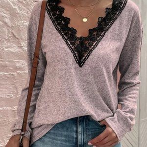 BellanBlue Boho Dusty Pink V-neck Top